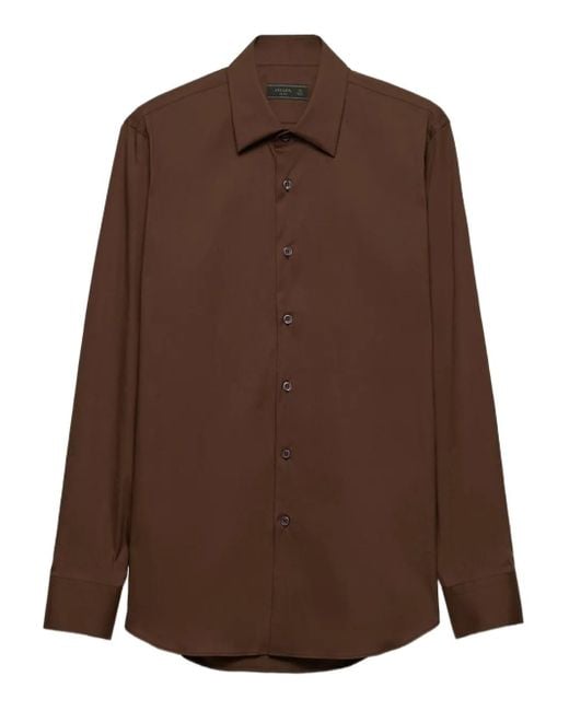 Prada Hemd Mit Klassischem Kragen in Brown für Herren