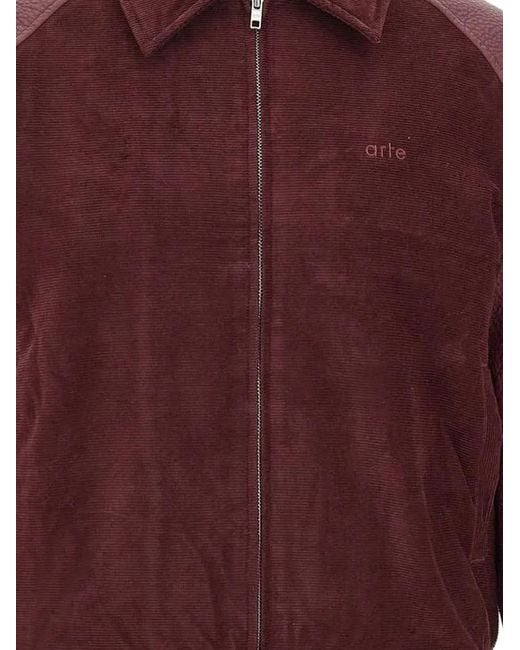 Arte' Red Corduroy Logo Jacket for men