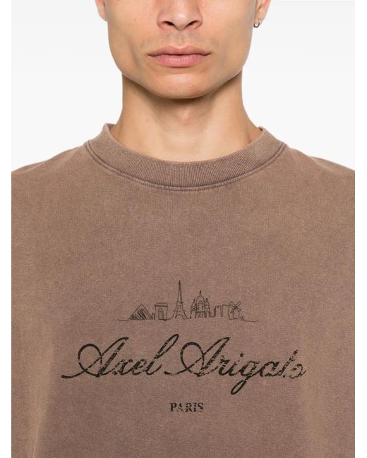 Axel Arigato Brown Paris Washed Sky Cotton T-Shirt for men