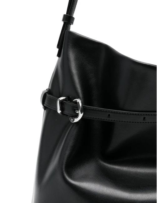 Emporio Armani Black Buckle Strap Bucket Bag
