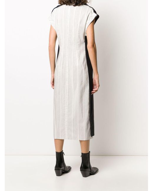 pinstripe midi dress