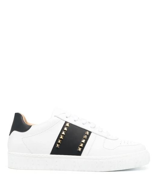 Philipp Plein White Stud-Embellished Low-Top Sneakers