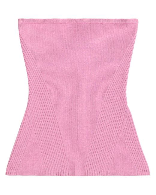 Apparis Pink Ribbed-knit Bandeau Top