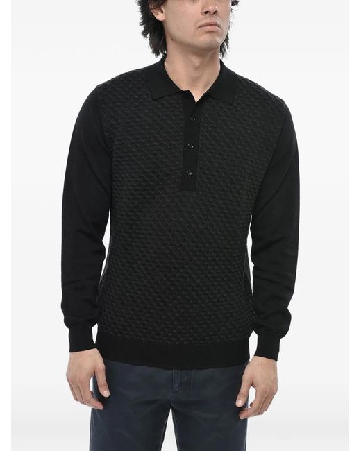 Paolo Pecora Black Polo-Collar Sweater for men