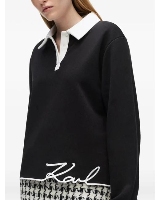 Karl Lagerfeld Black Signature Polo Sweatshirt