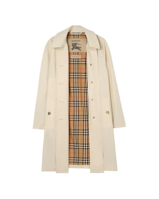 Burberry White Mid-Length Tropical Gabardine Camden Car Coat