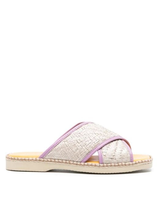 Hogan Pink 660 Interwoven-Raffia Slides