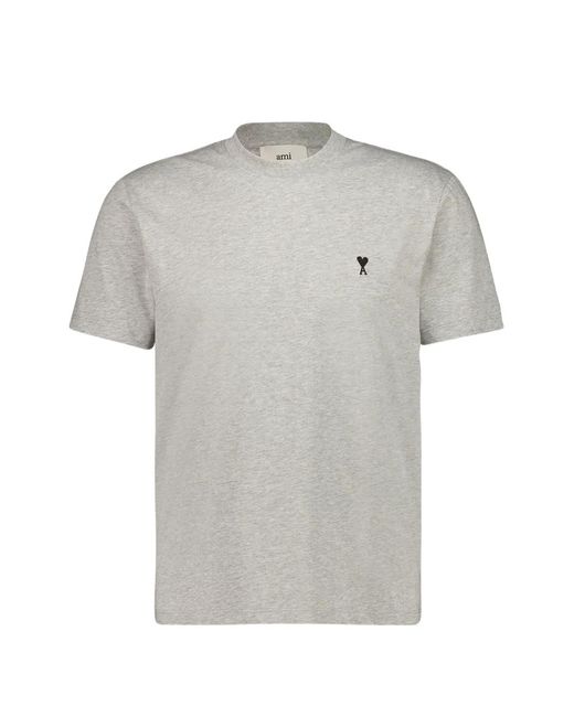 AMI Gray Ami De Coeur Cotton T-Shirt for men