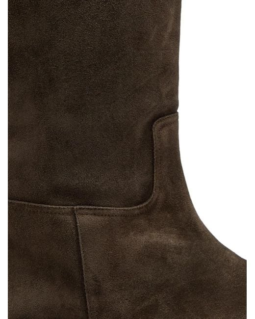 LEGRES Brown Round-Toe Panelled Boots