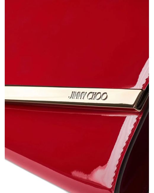 Jimmy Choo Red Emmie Logo-Debossed Clutch Bag