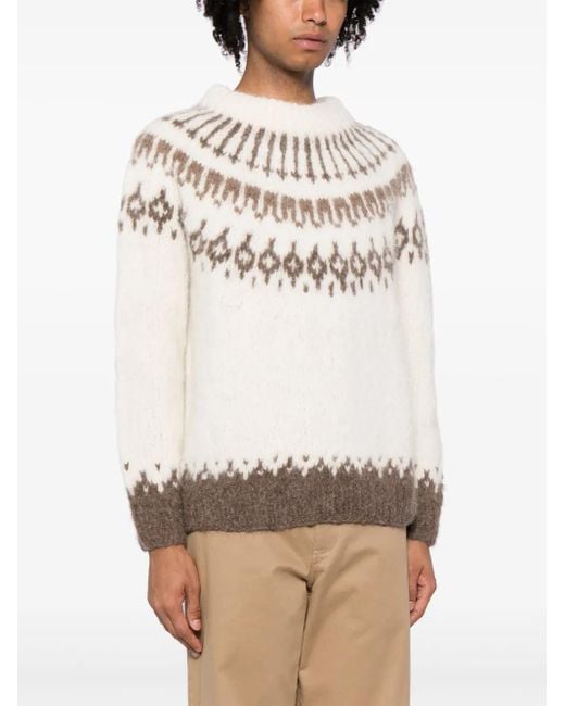 Bode Natural Patterned Intarsia-Knit Jumper for men