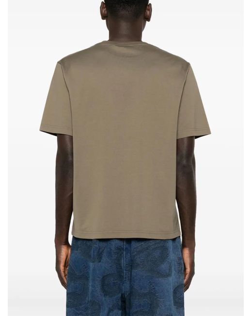 Palm Angels Green Embroidered-Logo Cotton T-Shirt for men
