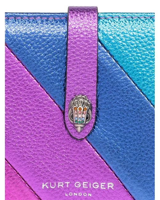 Kurt Geiger Purple Diagonal Stripes Leather Wallet