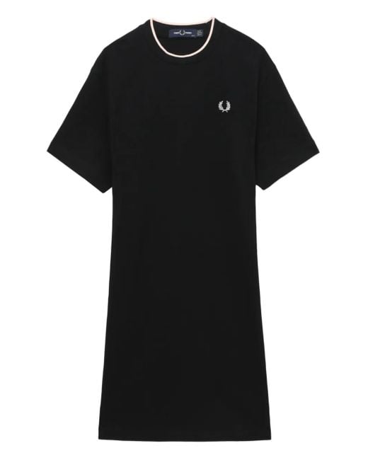 Fred Perry Black Short-Sleeve Mini T-Shirt Dress