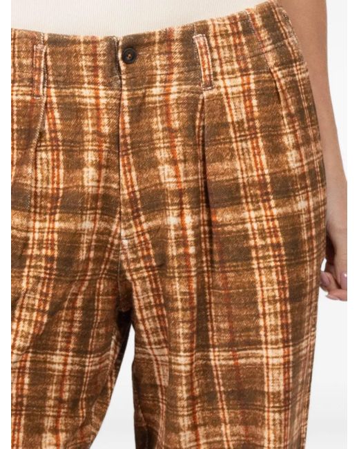 R13 Brown Pleated Checked Pants