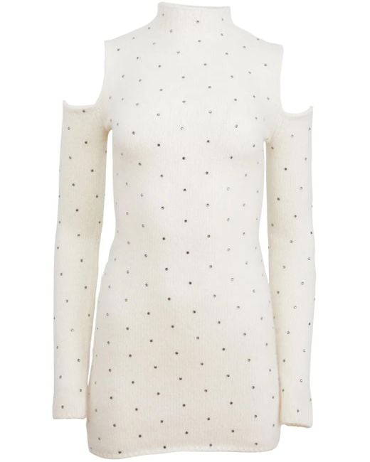 Fleur du Mal White Embellished Mini Dress