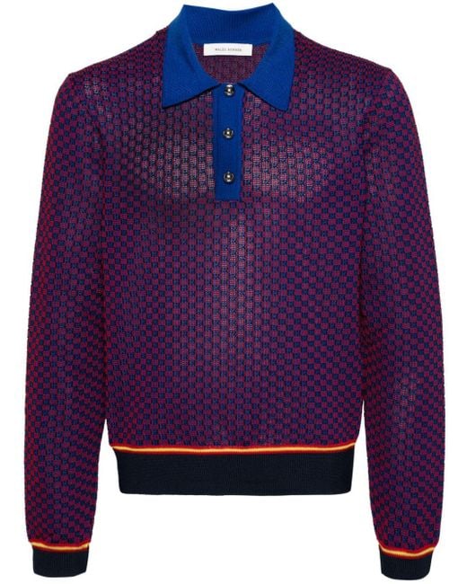 Wales Bonner Blue Geometric-Pattern Polo Shirt for men