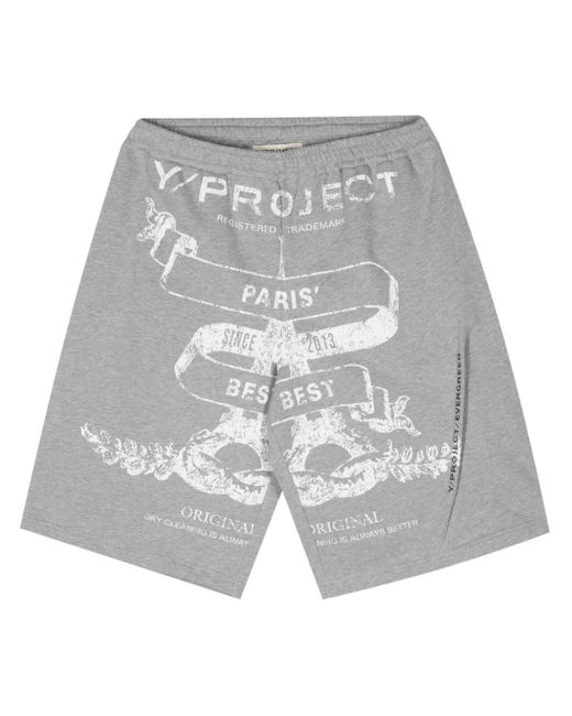 Y. Project Gray Logo-Print Cotton Shorts