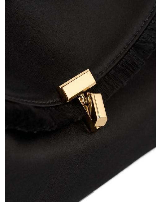 Totême Black Mini T-Lock Frayed Clutch Bag