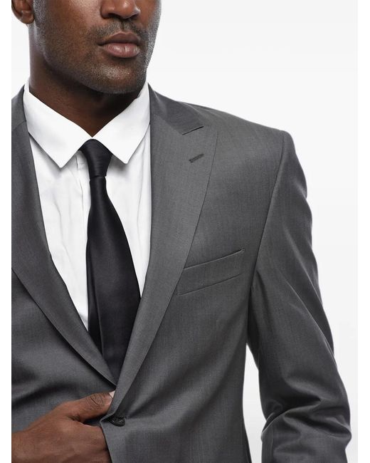 Corneliani Gray Peak-Lapel Virgin-Wool Suit for men