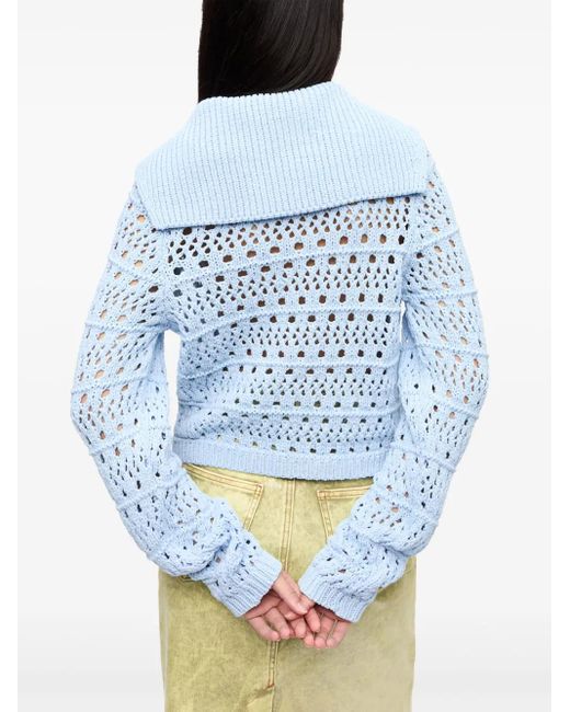 Ganni オープンニット カーディガン Blue