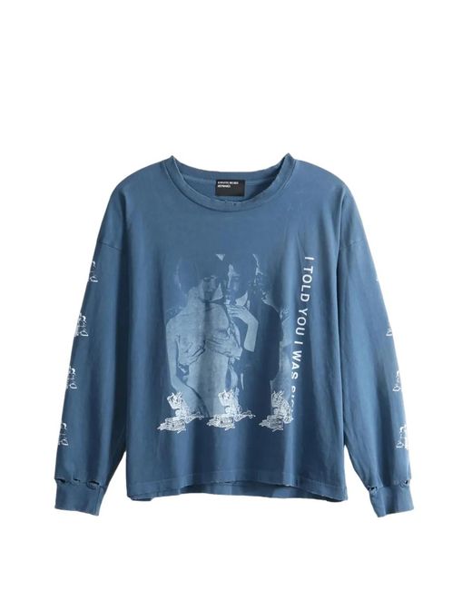 Enfants Riches Deprimes Blue Graphic-Print Distressed Long-Sleeve T-Shirt for men