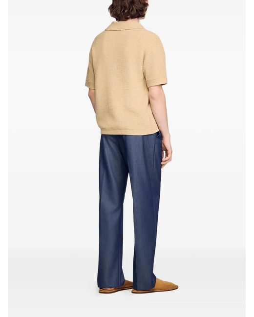 Sandro Natural Jute-Effect Polo Shirt for men