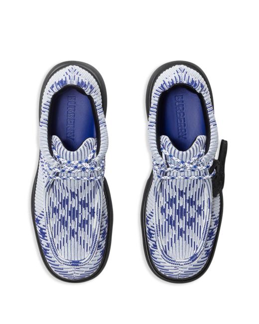 Burberry Blue Ekd Check-print Derby Shoes for men