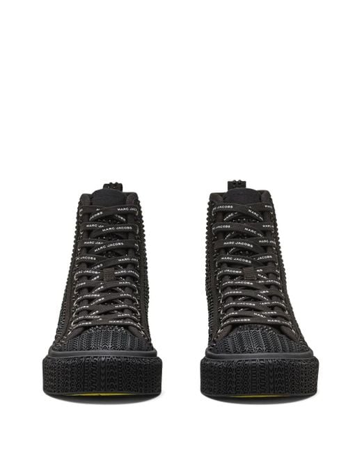 Marc Jacobs Black The Crystal Canvas High-Top Sneakers