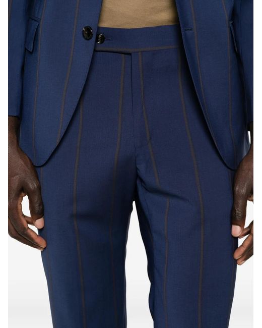 Gabriele Pasini Blue Single-Breasted Pinstripe Suit for men