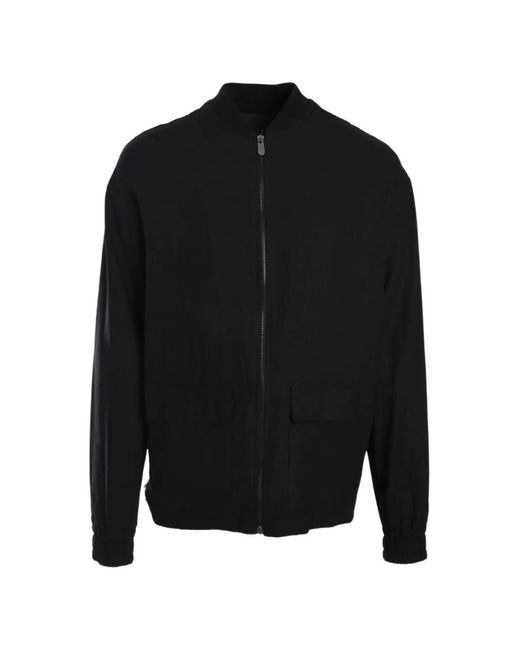 Gaelle Paris Black Strap-Detail Bomber Jacket for men