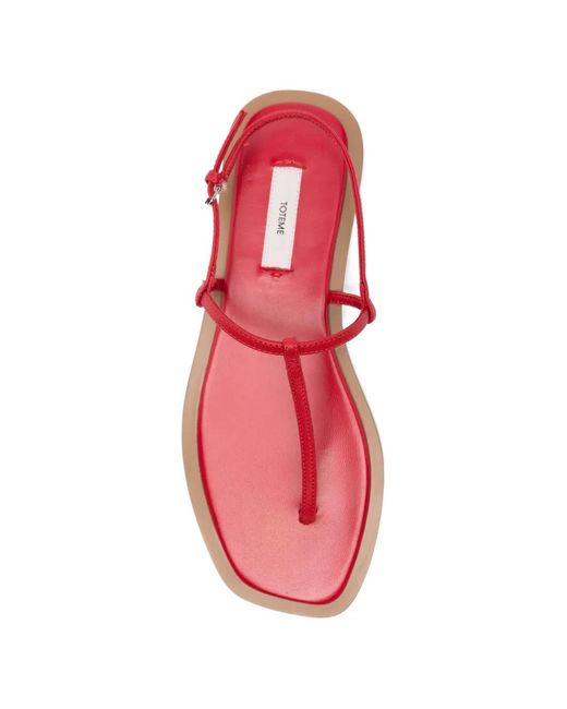 Totême  Pink T-Strap Nappa Sandals/Desert