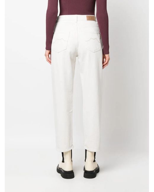 Moorer White Mid-Rise Cotton Cropped Trousers