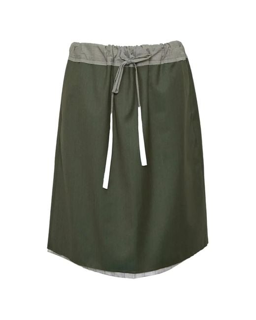 SONIA CARRASCO Green Drawstring-Waistband Panelled Mini Skirt