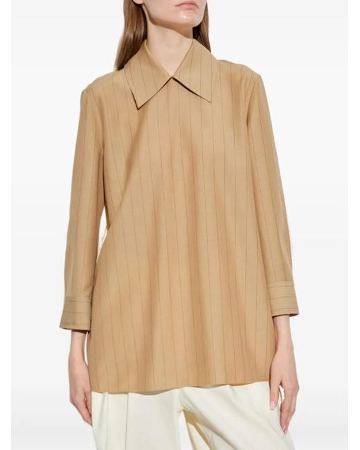 Jil Sander Natural Pinstriped Blouse
