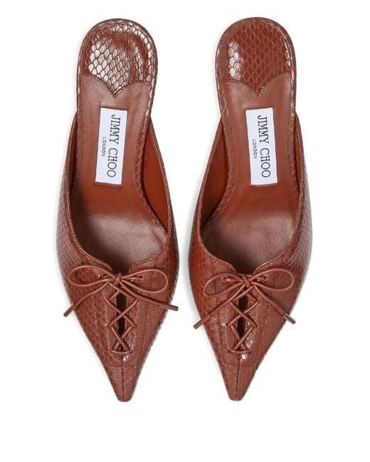 Jimmy Choo Brown 50Mm Scarlett Lace-Up Pointed-Toe Mules