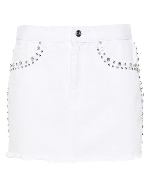 Liu Jo Stud-embellished Denim Mini Skirt White