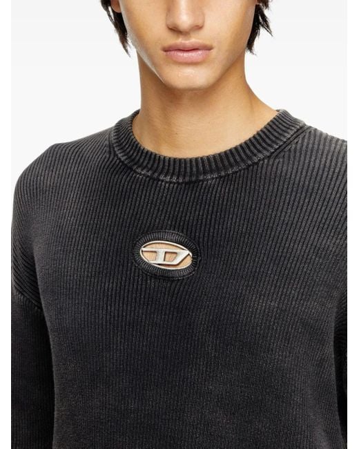 DIESEL Blue Ribbed Cut-Out Sweater for men