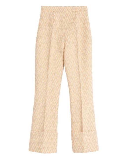 Valentino Garavani Natural Toute La V Lurex Jacquard Trousers