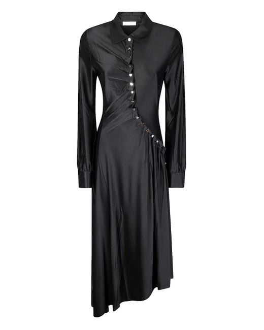 Abito Drappeggiato A Maniche Lunghe di Rabanne in Black