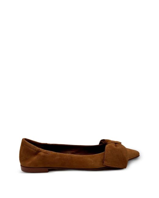 Pomme D ́Or Brown Bow-Detail Ballet Flats