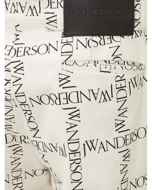 J.W. Anderson Natural Logo-Print Straight-Leg Trousers for men