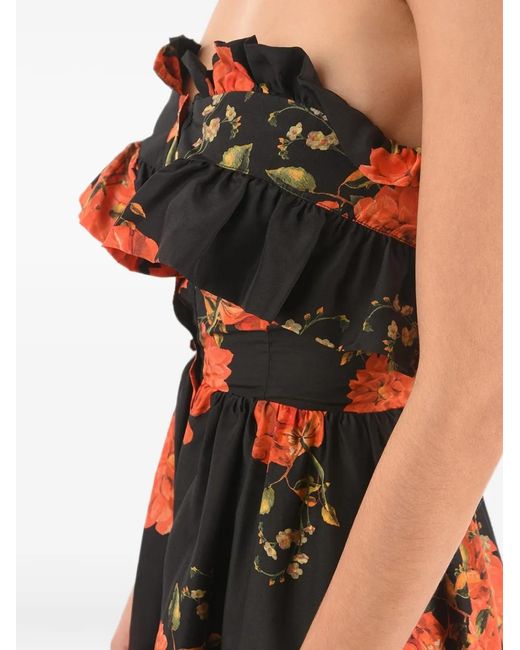 Philipp Plein White Floral-Print Ruffled Maxi Dress
