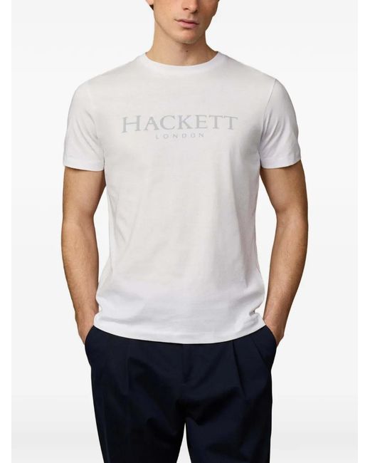 Hackett White Logo-Print Jersey T-Shirt for men