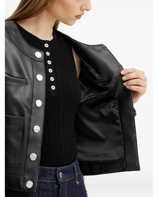 Guess Black Decorative-Button Cropped Jacket