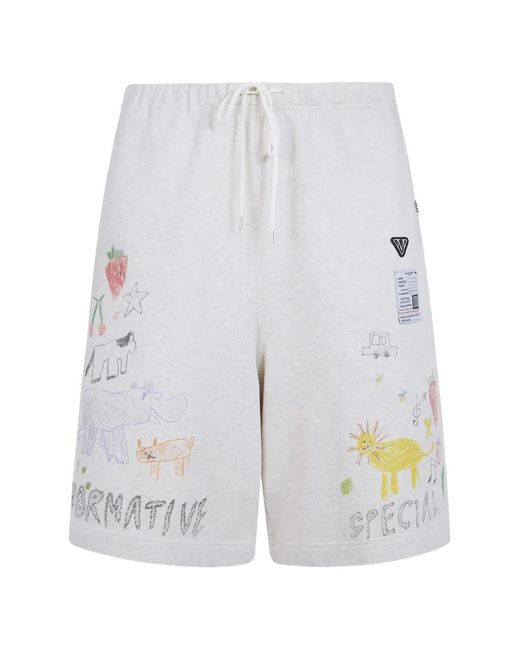 Maison Mihara Yasuhiro White Short Imprimé À Lien De Resserrage for men
