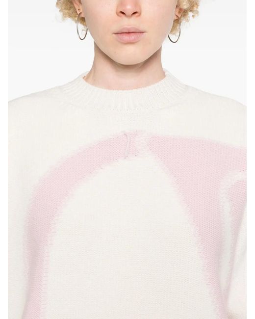 Off-White c/o Virgil Abloh Pink Intarsia-Knit Logo Jumpers