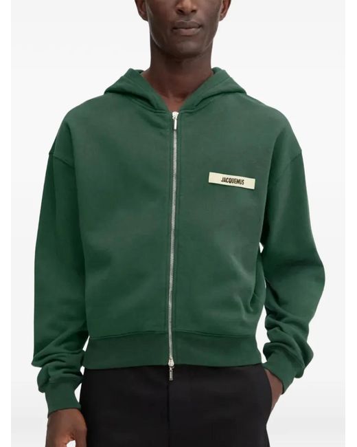 Jacquemus Green The Gros Grain Logo Zipped Hoodie