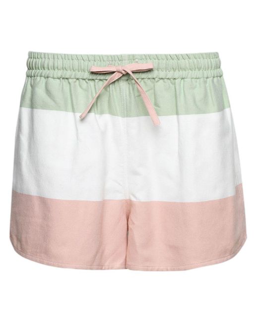 Marrakshi Life White Wide-stripe Cotton Shorts