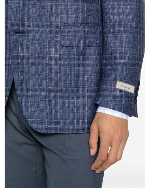 Canali Blue Checked Single-breasted Blazer for men
